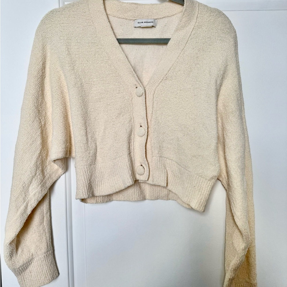 Club Monaco Cream Button-Up Cardigan